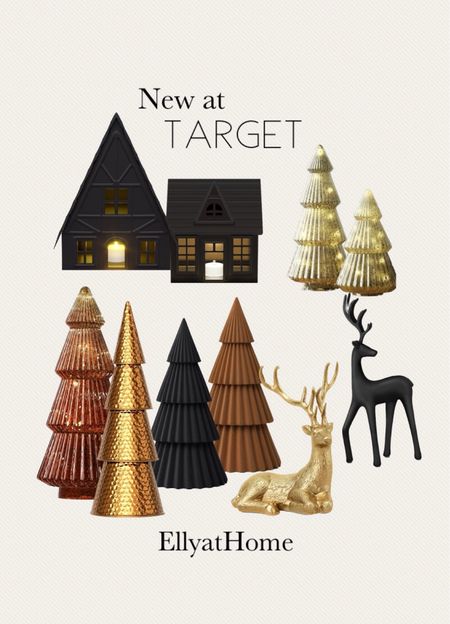 New at Target! Holiday, Christmas decor. Shop early, black houses, Christmas tree decor, gold, black reindeer. Light up mercury glass trees. Holiday home decor accessories. Free shipping. Living room, kitchen, dining room, bedroom, bathroom. 

#LTKHoliday #LTKfindsunder50 #LTKhome