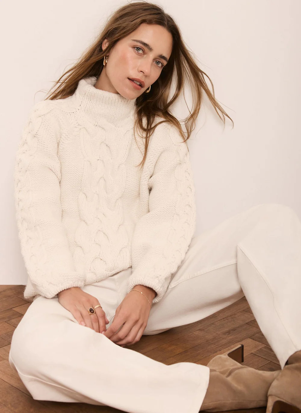 Cream Cable Knit Jumper | Mint Velvet