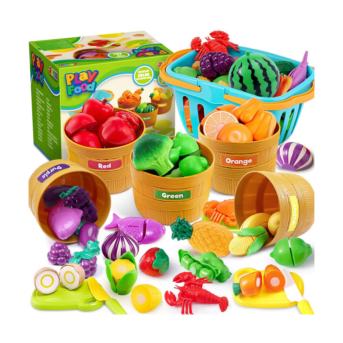 Joyfy Play Food Set for Kids Kitchen, Color Sorting Toy Food for Boys & Girls, Learning Toys Pret... | Target