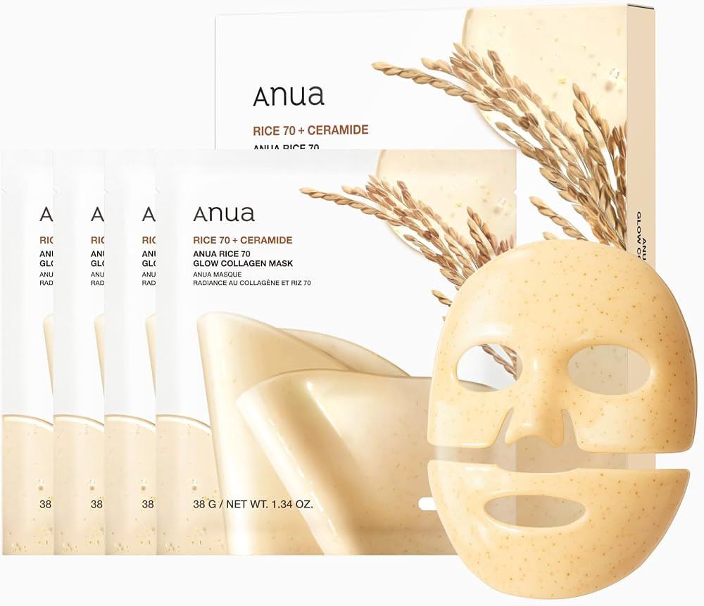 ANUA Rice 70 Glow Collagen Mask, 1.34 oz/4ea | Amazon (US)