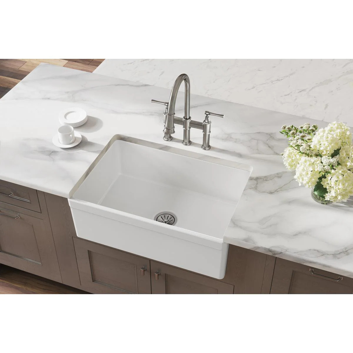 Elkay Fireclay Drop-in 29.97-in x 19.93-in Fireclay Single bowl Kitchen Sink one_size in White | SWUF28179WHC | Lowe's