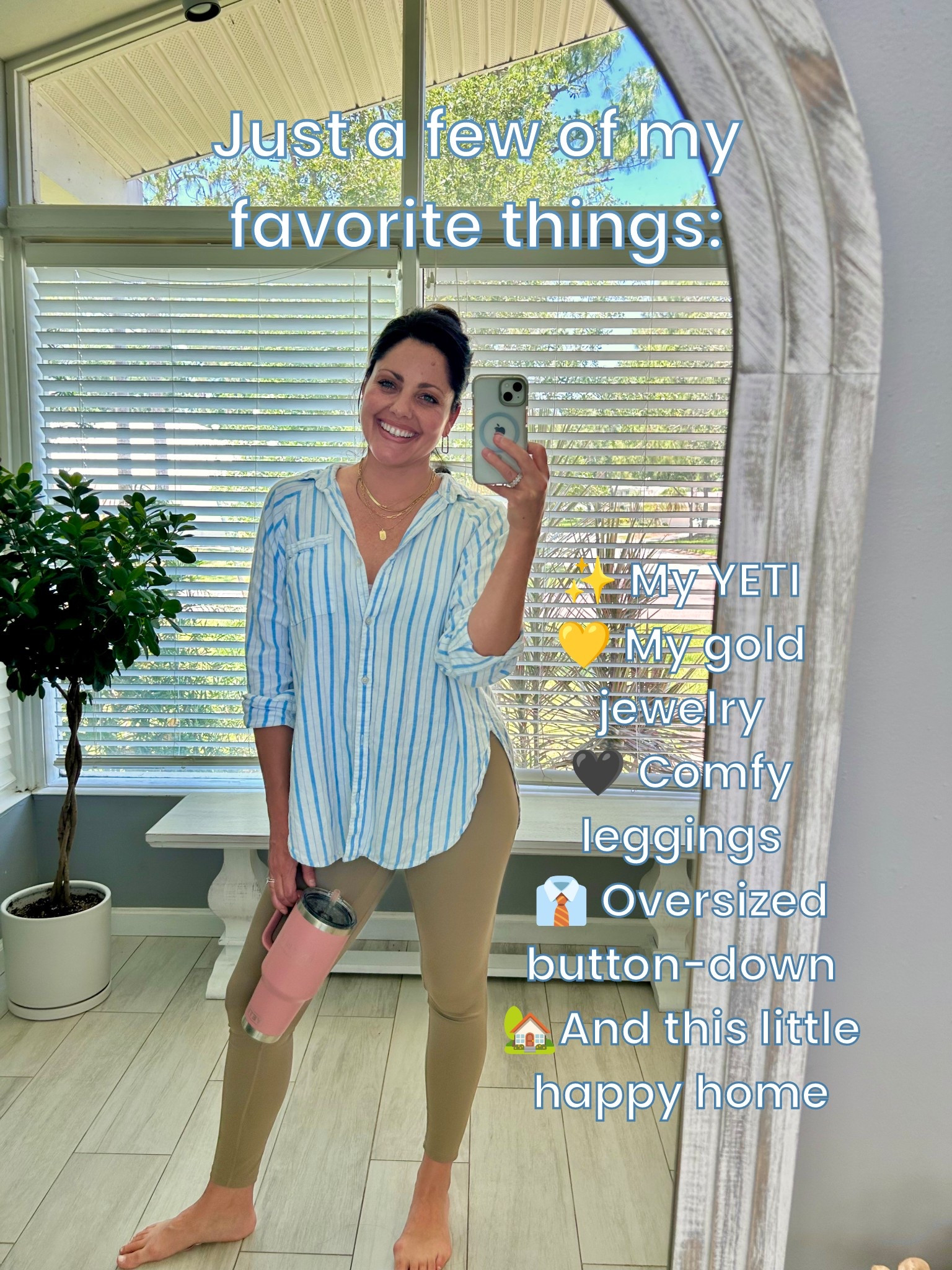 Vacation Outfit & Home, but make it comfy. 🖤
Living in this oversized A&E button-down (L), buttery leggings (M on BYLT not on LTK), my everyday gold jewelry, and never far from my YETI. Cozy, casual, and exactly the kind of vibe I need lately. Everything’s linked for your next favorite outfit at home.

#LTKActive #LTKHome #LTKSaleAlert