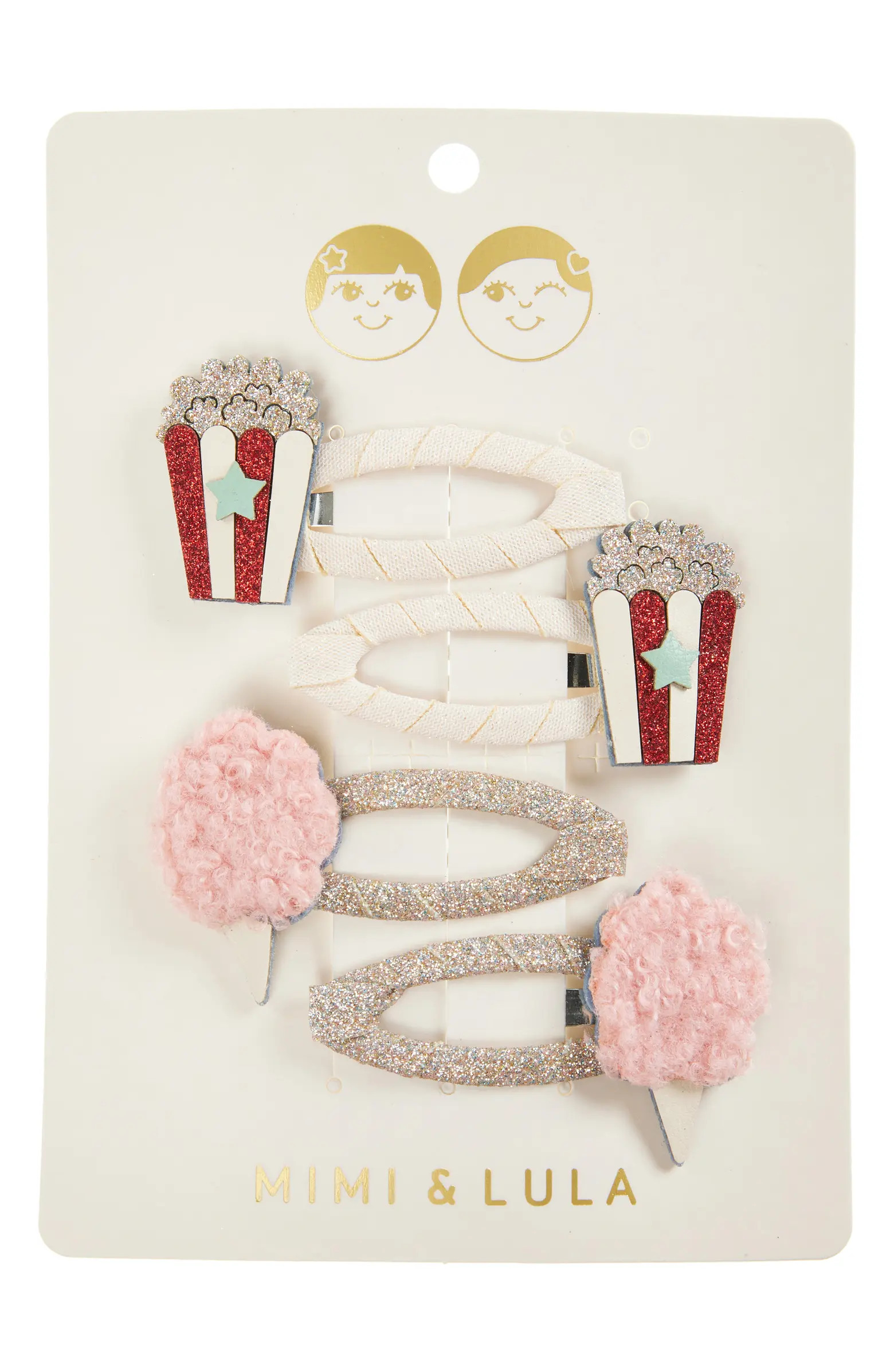 Kids' Popcorn & Candyfloss 4-Piece Hair Clips | Nordstrom