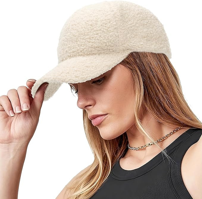 Warm-Winter Baseball-Caps Teddy-Fleece Faux-Lamb-Wool Hip-Hop Cap for Men Women | Amazon (US)
