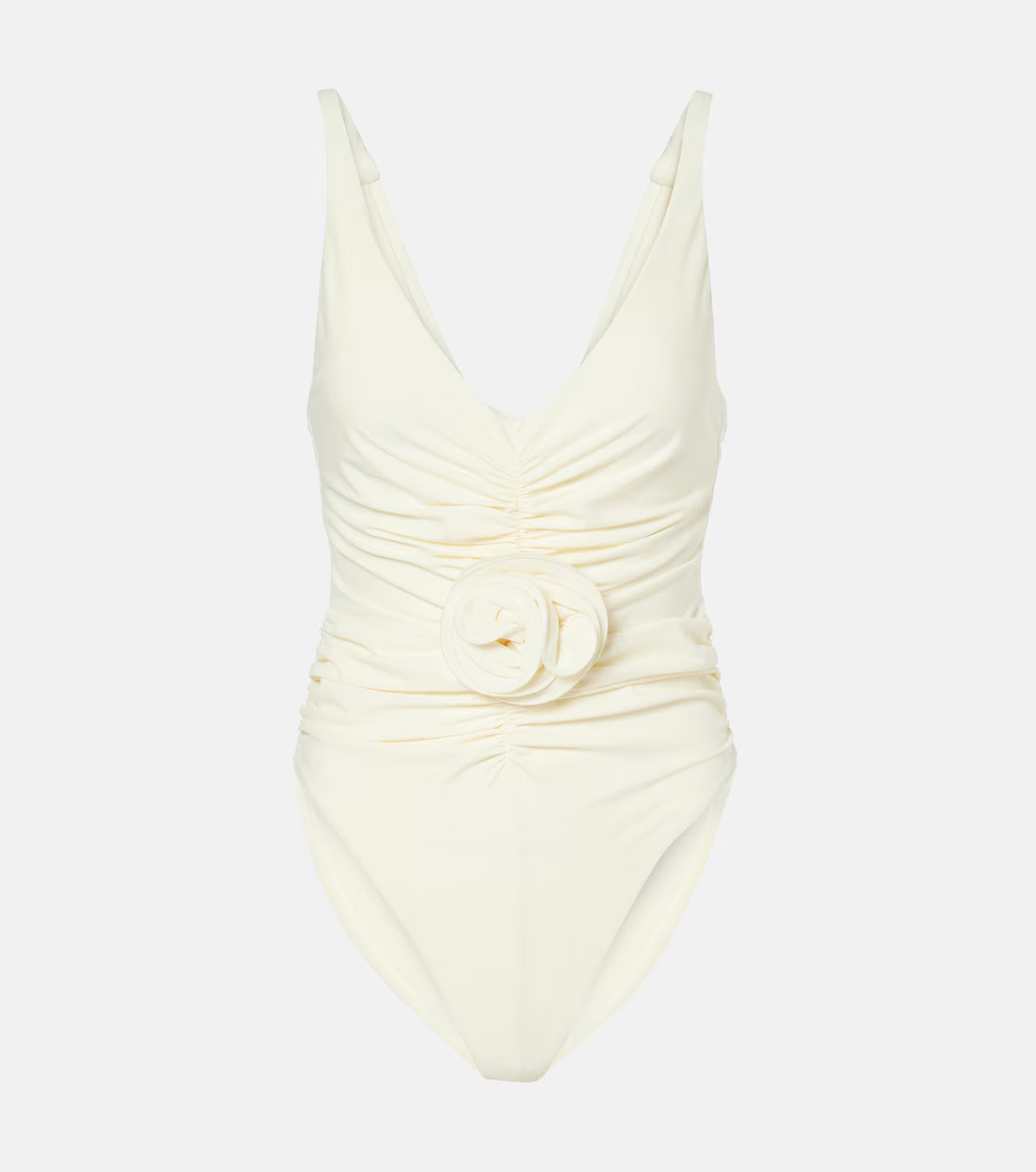 Floral-appliqué ruched swimsuit | Mytheresa (INTL)