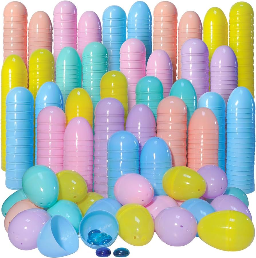 600 Pcs Plastic Easter Eggs,2.35" Bright Colors Easter Eggs for Easter Hunt, Easter Theme Party D... | Amazon (US)