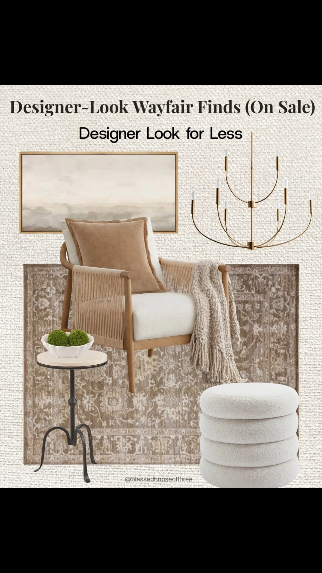 Wayfair sale finds that give you a designer look for less 🤎 If you love neutral living room decor, woven accent chairs, warm brass lighting, vintage-style rugs, and soft textured ottomans, these affordable Wayfair home finds are such a beautiful high-end look without the high-end price tag. Perfect for a spring home refresh or elevating your living room with cozy, layered neutral decor. Sharing all my favorite Wayfair sale pieces that look luxe but are budget-friendly — tap to shop before prices go back up.

#LTKHome #LTKSaleAlert