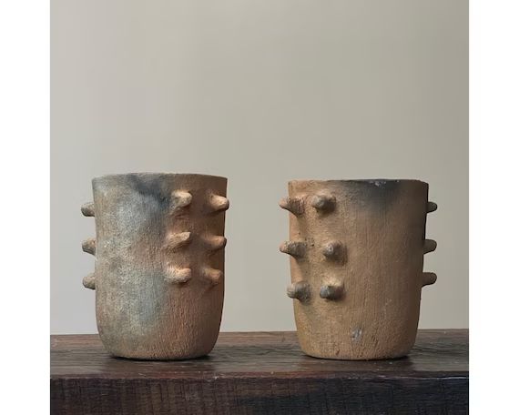 Pair of Vintage Handmade Brutalist Ceramic Mexican Spiked - Etsy | Etsy (US)