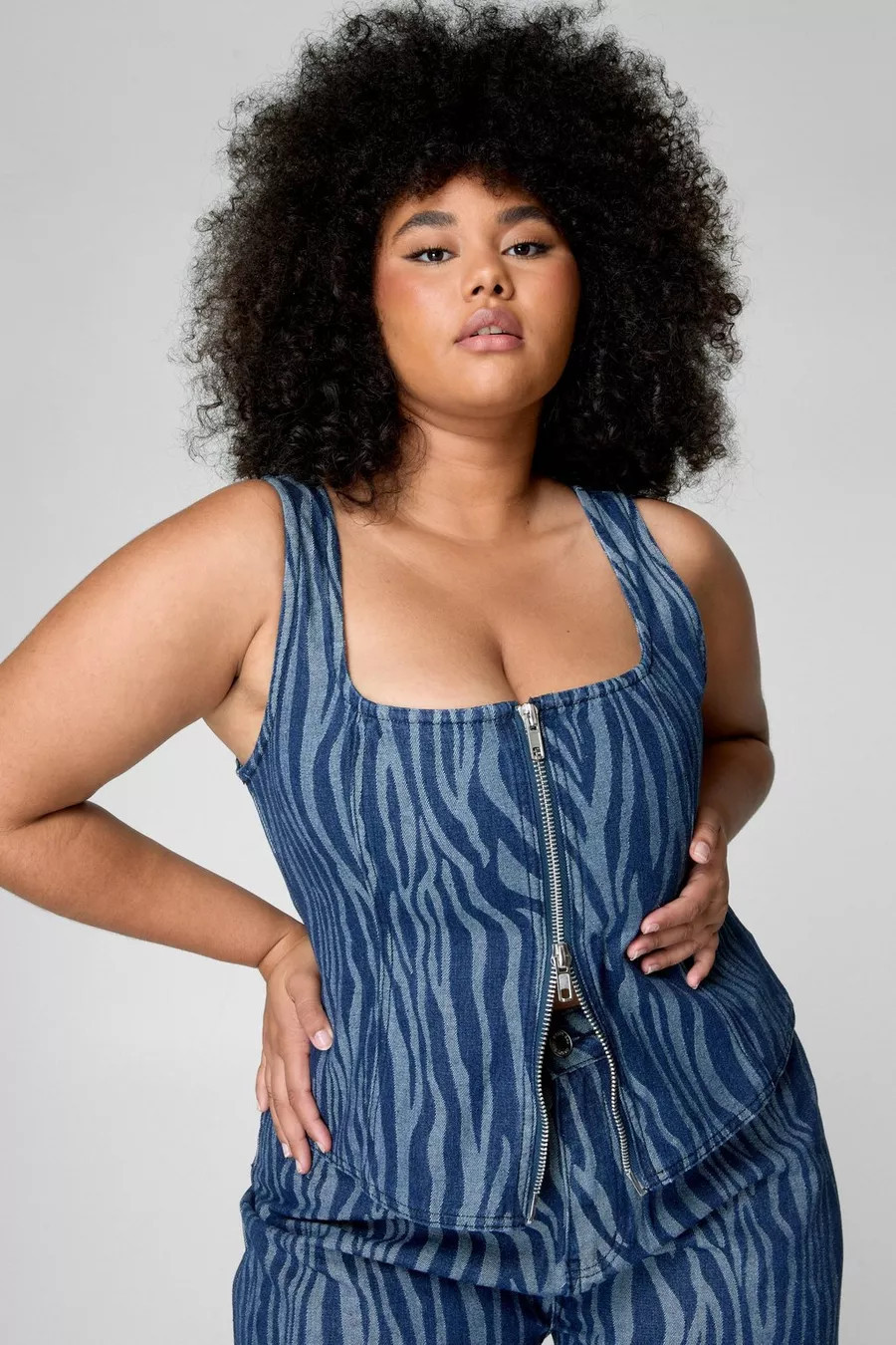 Plus Zebra Denim Top | Nasty Gal US