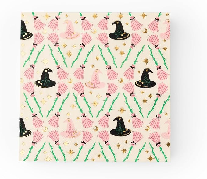 Bonjour Fête Witch Hat & Broom Large Paper Napkins | 3-Ply Halloween Lunch Napkins | Premium Par... | Amazon (US)