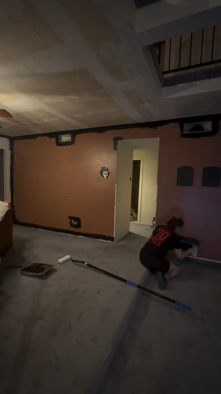 Painting the living and dining room my favorite shade of black by behr.
Color: Blackout by Behr in flat #gothityourself #bellushall #homeimprovement #diyproject
(Video is old since I’m posting old TikToks 😓)