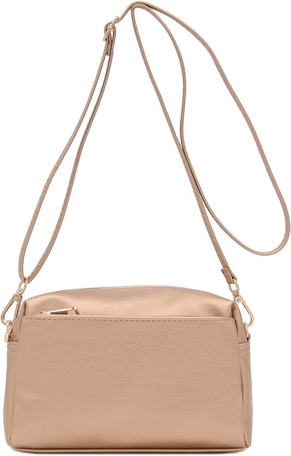 FashionPuzzle Triple Zip Small Crossbody Bag | Amazon (US)