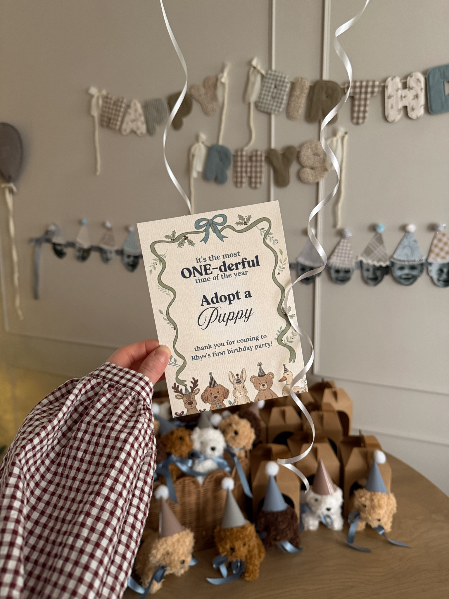 For my sons first birthday party favors - I did "adopt a puppy" and had all the kids pick out and name their puppy and had little "dog houses" for them and  and tags. I made the sign to match the invitations! It was a hit! 

#LTKBaby