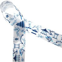 Japanese Pagoda Chinoiserie Ribbon Blue & White, For Gift Wrap, Tree Trim, Wreaths, Florals, Crafts, | Etsy (US)