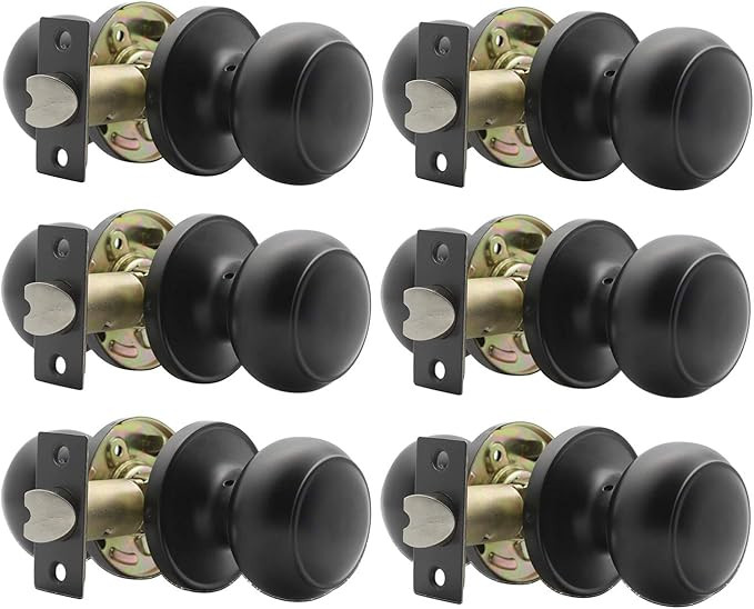 Matte Black Indoor Door Knobs, Classic Passage Door Knob Set for Hall and Closet, Matte Black Pas... | Amazon (US)