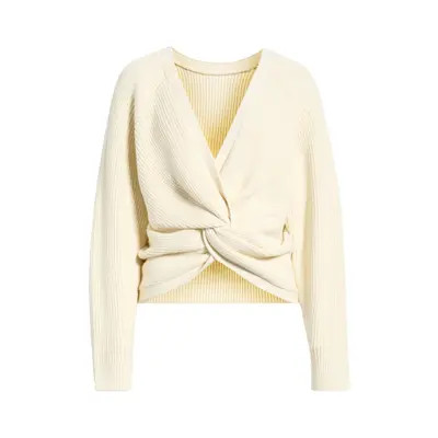 Open Edit Softluxe Twist Reversible Sweater in Black at Nordstrom, Size Small | Nordstrom