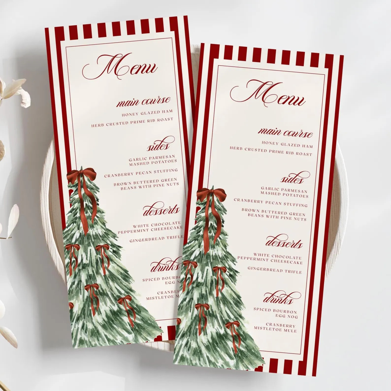 Christmas Dinner Party Menu Template Editable Holiday Gathering Invite Canva Printable Digital In... | Etsy (US)