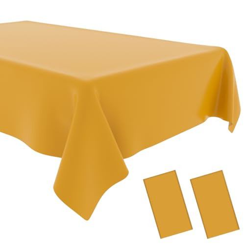 OLIVBIN 2 Pack Orange Plastic Tablecloths Disposable Tablecloths Orange Table Cloths for Parties Birthdays Graduations Restaurants Weddings Picnics, Fits 6 to 8 Foot Rectangle Tables (54 * 108 Inch) | Amazon (US)