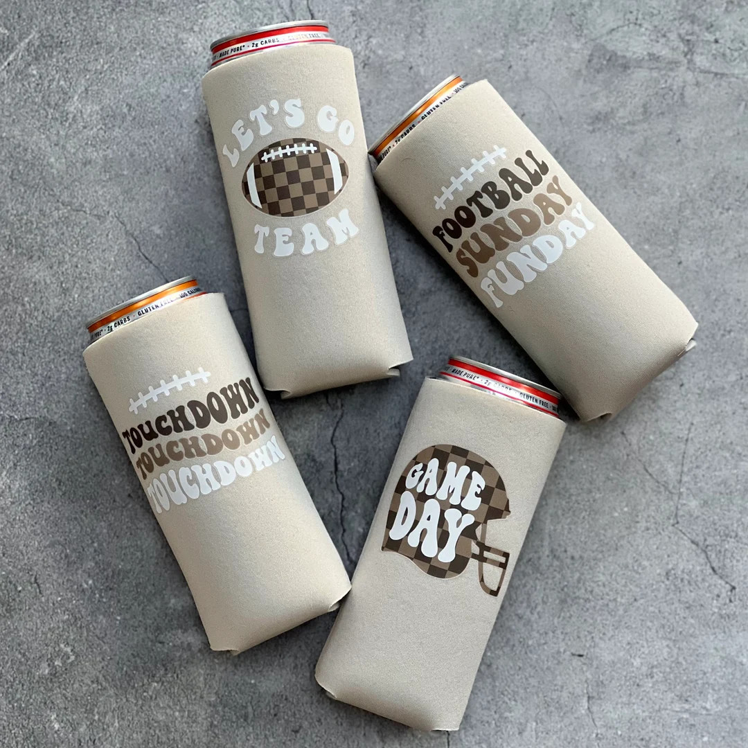 Retro Checkered Football Let's Go Team Game Day Touchdown Sunday Funday Slim Seltzer Can Coolers ... | Etsy (US)