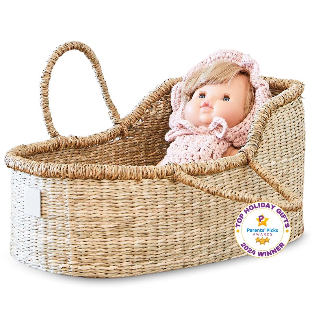 BEBE BASK Premium Baby Doll Bassinet - Handcrafted & Award-Winning Seagrass Moses Basket - Doll C... | Amazon (US)