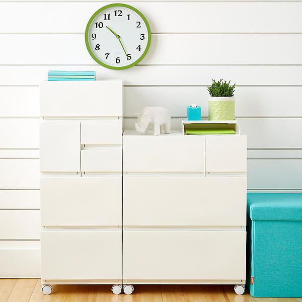 Astage Medium Opaque Modular Stackable Drawer White | The Container Store