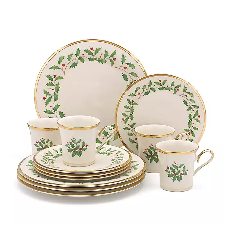 Holly Gold Edge 12-pc. Dinnerware Set | Kirkland's Home
