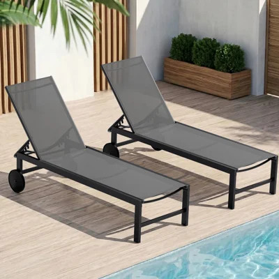 Arlenne Outdoor Chaise Lounge with Wheels | Wayfair North America