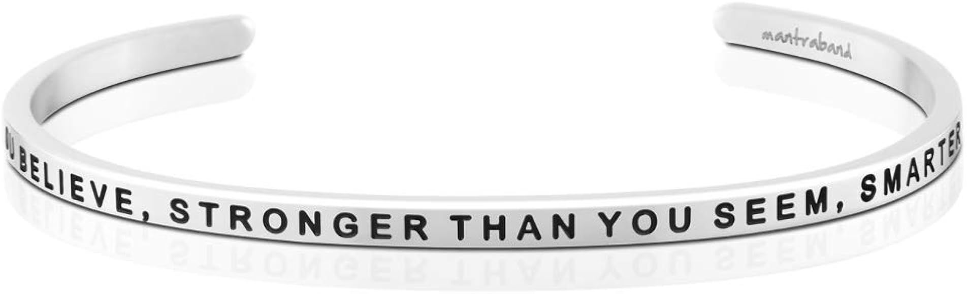 Bracelet - Braver, Stronger, Smarter - Inspirational Engraved Adjustable Mantra Band Cuff Bracele... | Amazon (US)