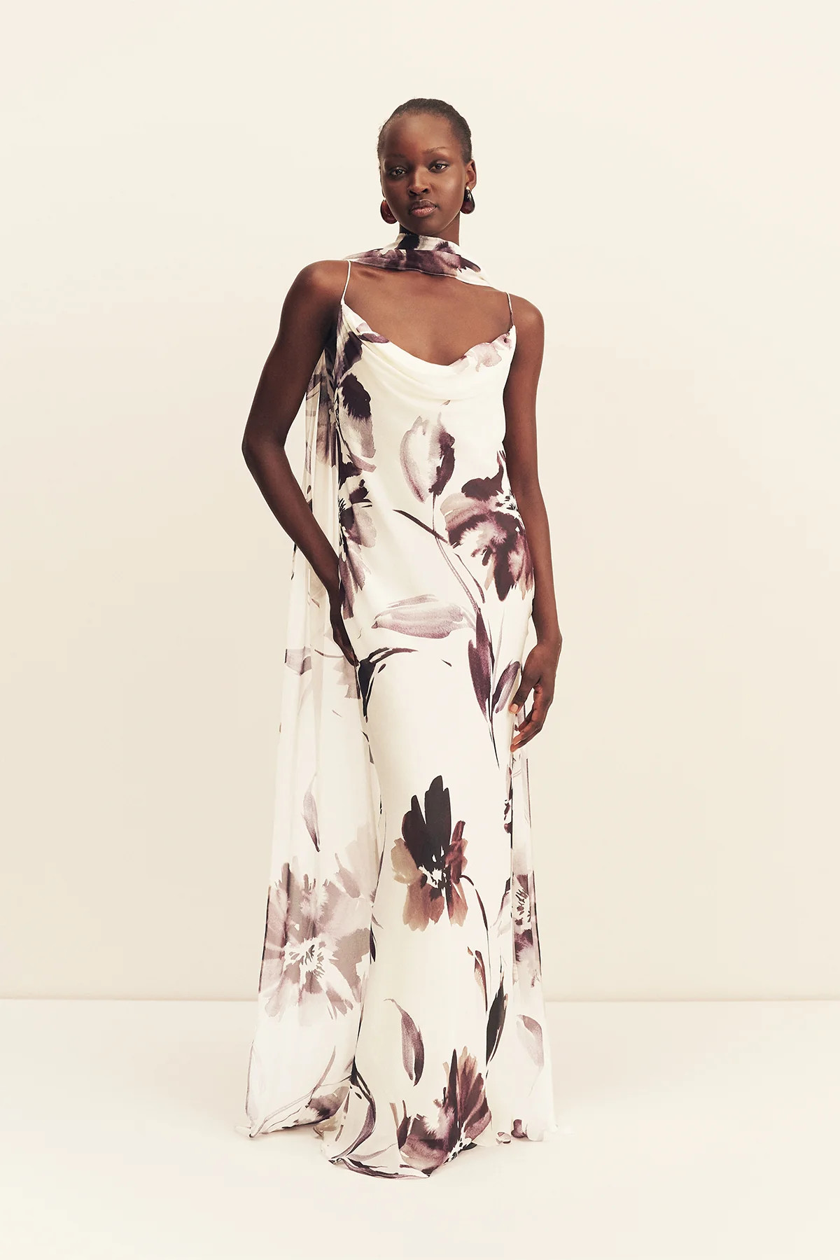 Marpessa Bias Maxi Dress With Scarf | Berry/White | Dresses | Shona Joy | Shona Joy