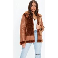Brown Faux Fur Ultimate Aviator Jacket | Missguided (UK & IE)