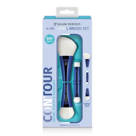 Salon Perfect 4-in-1 Viral Contour & Highlight Brush For Sculpting & Defining Dual-Ended & Multipurpose 4 Brushes | Walmart (US)