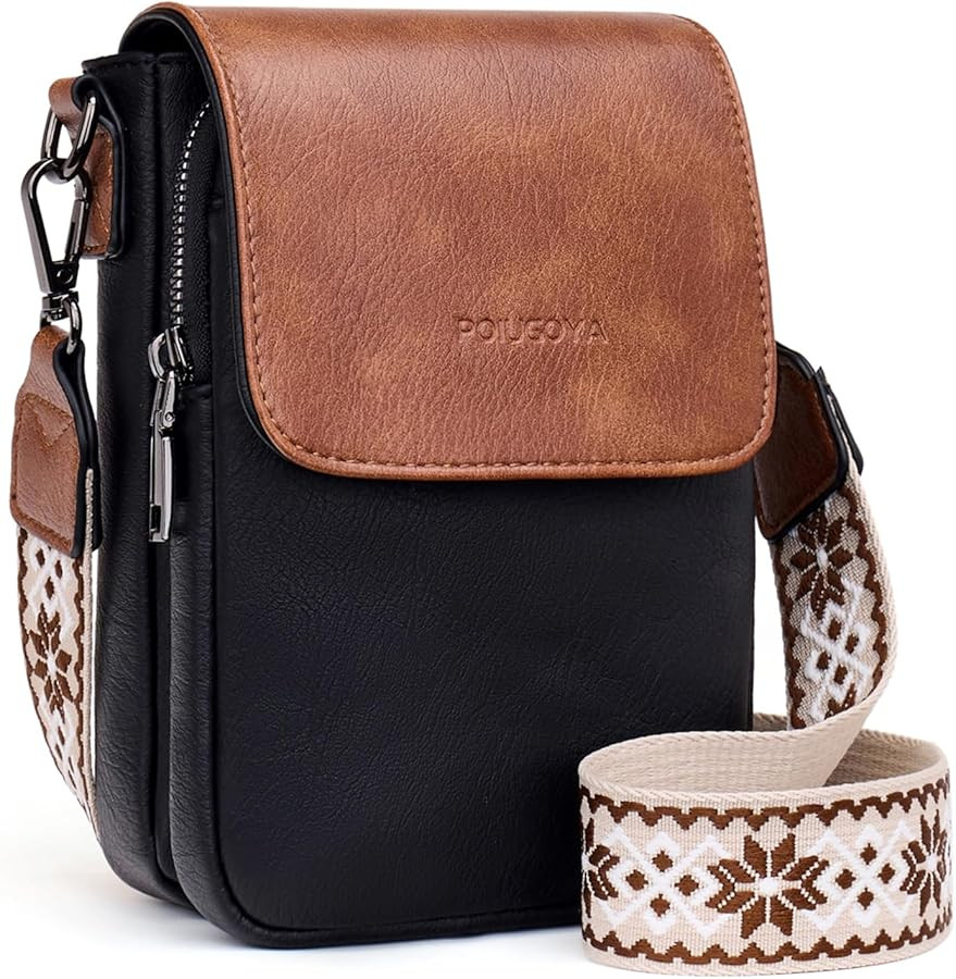 POIUGOYA Small Crossbody Bags for Women Trendy,Leather Triple Compartment Cell Phone Crossbody Wa... | Amazon (US)