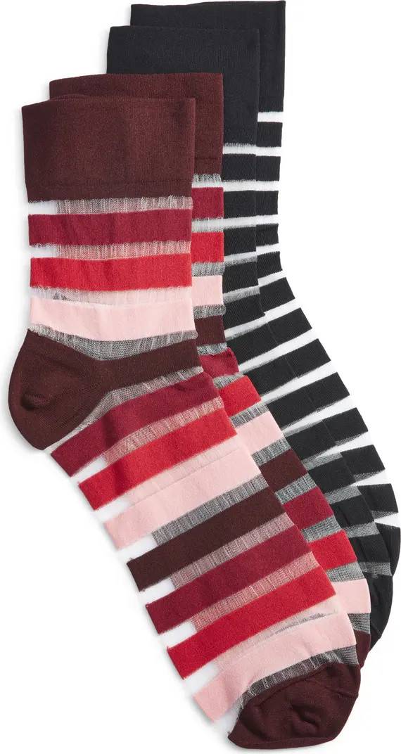 Assorted 2-Pack Sheer Stripe Crew Socks | Nordstrom