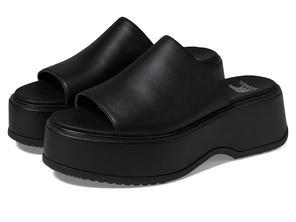 SOREL Dayspring Slide Sandal Women's Shoes Black/Black : 10.5 B - Medium, Leather | Zappos