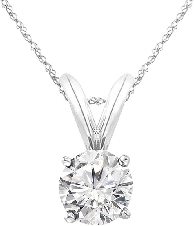1-8 Carat 14k White Gold 4 Prong Set Round-cut Lab Grown Diamond Solitaire Stud Pendant Necklace ... | Amazon (US)