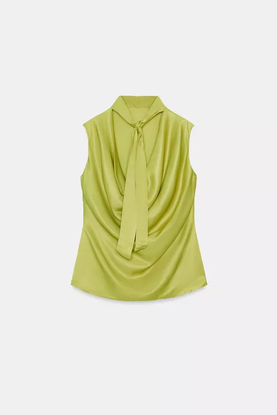 SATIN TOP WITH BOW | Zara UK