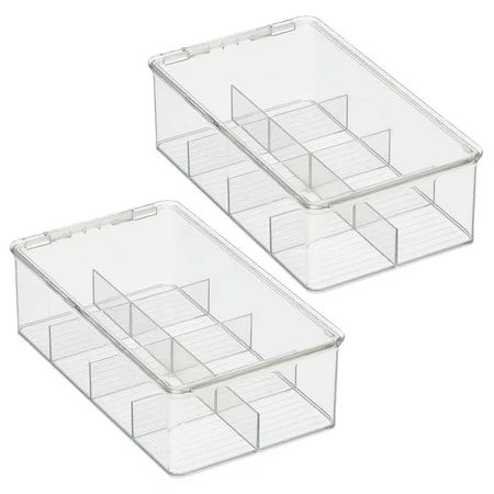 mDesign Stackable Plastic Tea Bag Holder Storage Organizer Bin Box with Clear Top - 8 Sections - for | Walmart (US)