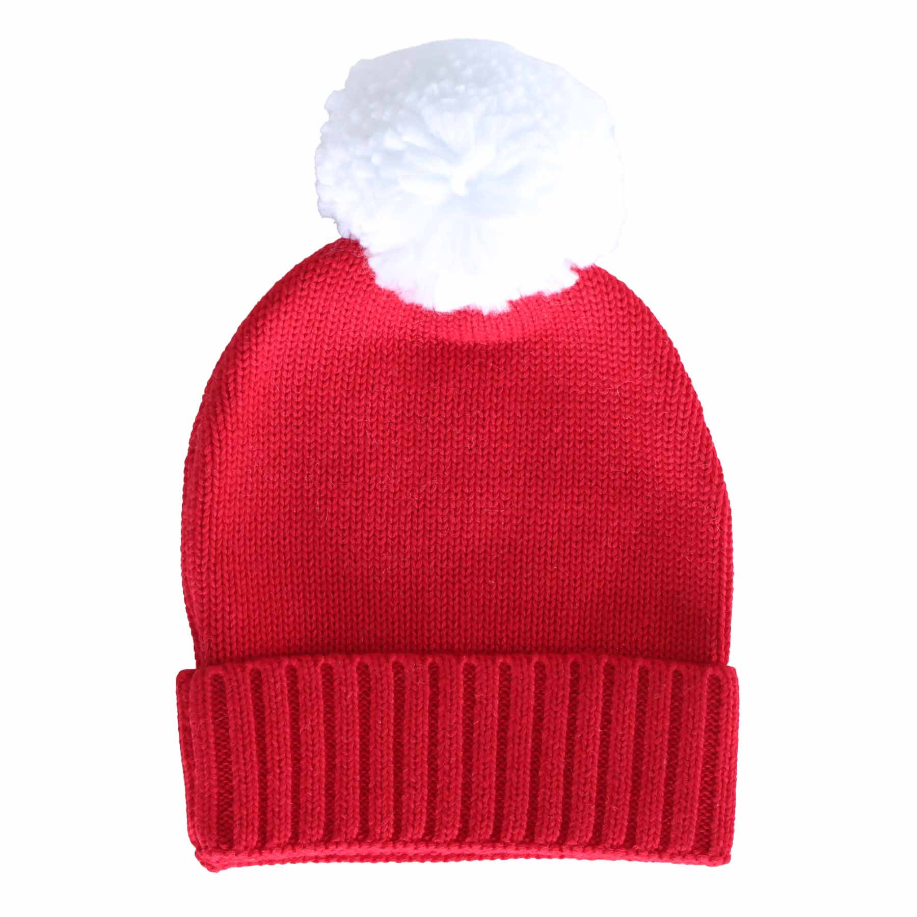 Knit Baby Pom Pom Beanie | Red | Caden Lane
