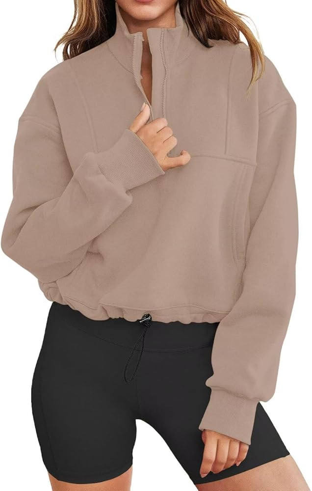 LEEDYA Womens Long Sleeve Half Zip Sweatshirts Oversized Casual Pullover Tops Fall Fashion Outfit... | Amazon (US)
