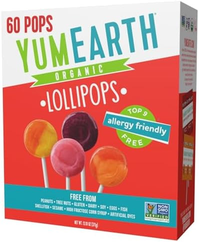 YumEarth Organic Pops Variety Pack, 60 Fruit Flavored Favorites Lollipops, Allergy Friendly, Glut... | Amazon (US)