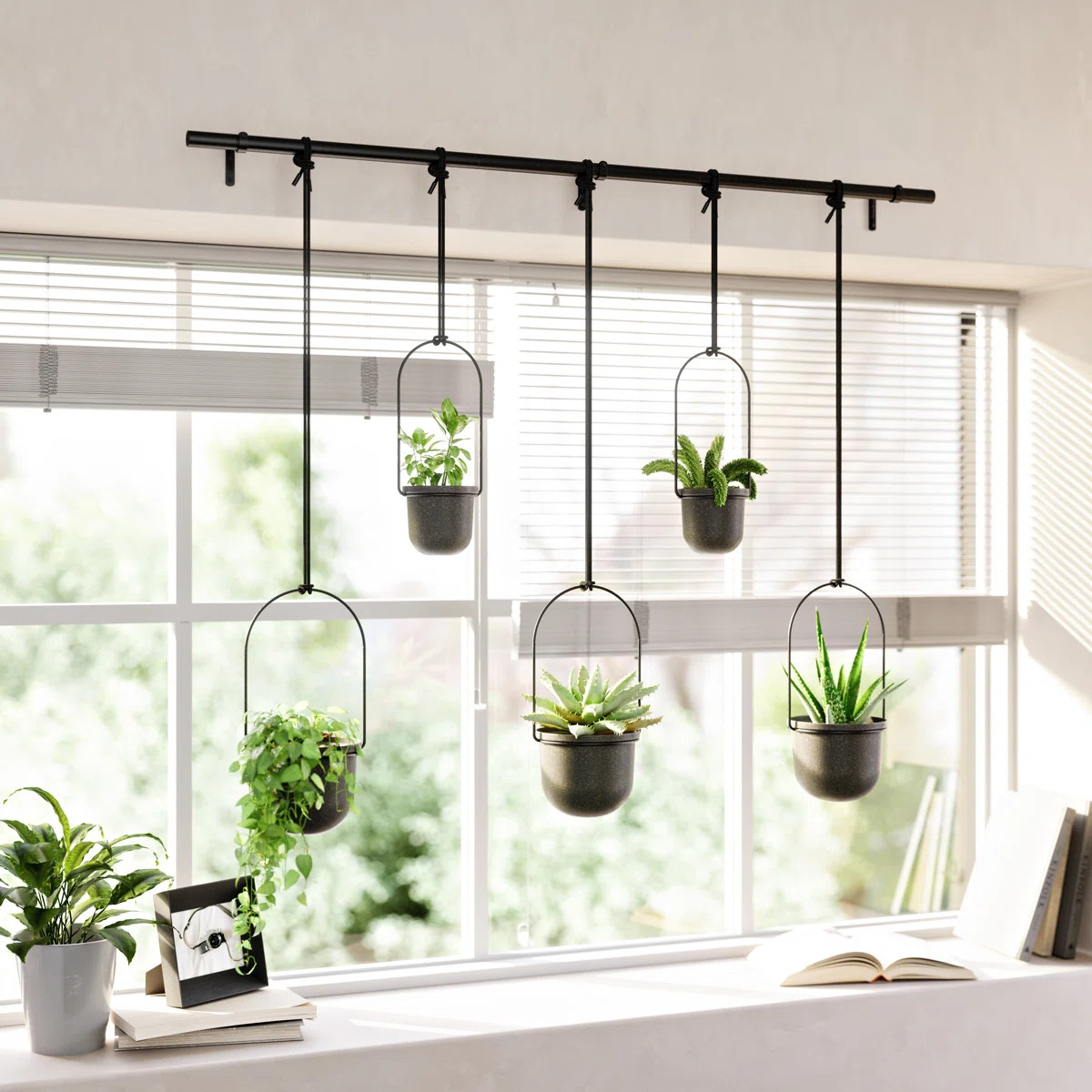 Triflora Hanging Planter, Adjustable Ropes with Rod, Set of 5 | Wayfair North America