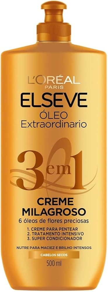 Creme Milagroso 3 em 1 Elseve Óleo Extraordinário 500ml | Amazon (BR)