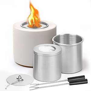 Tabletop Fire Pit, Fire Bowl with 2 Roasting Sticks | Small, 91% Isopropyl Alcohol Mini Fire Pits... | Amazon (US)