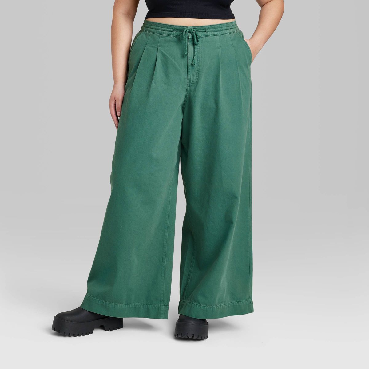Women's Super-High Rise Soft Wide Leg Jeans - Wild Fable™ Green XXL | Target