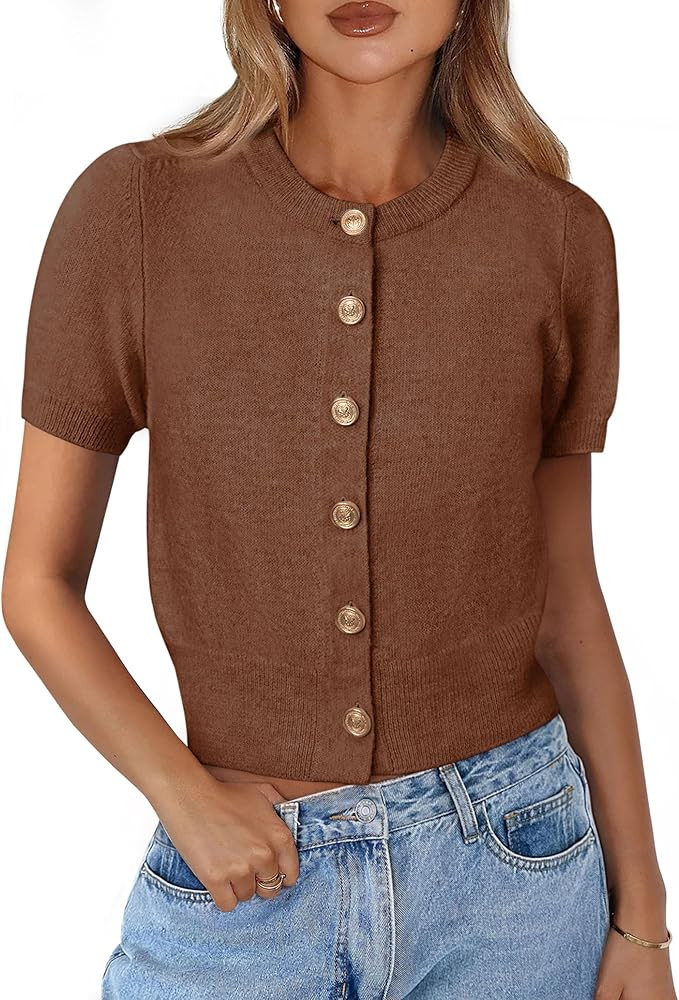 PRETTYGARDEN Womens Casual Summer Short Sleeve Cardigans 2025 Button Down Knitted Sweater Basic C... | Amazon (US)