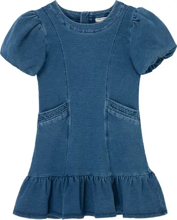 Kids' Puff Sleeve Stretch Denim Dress | Nordstrom