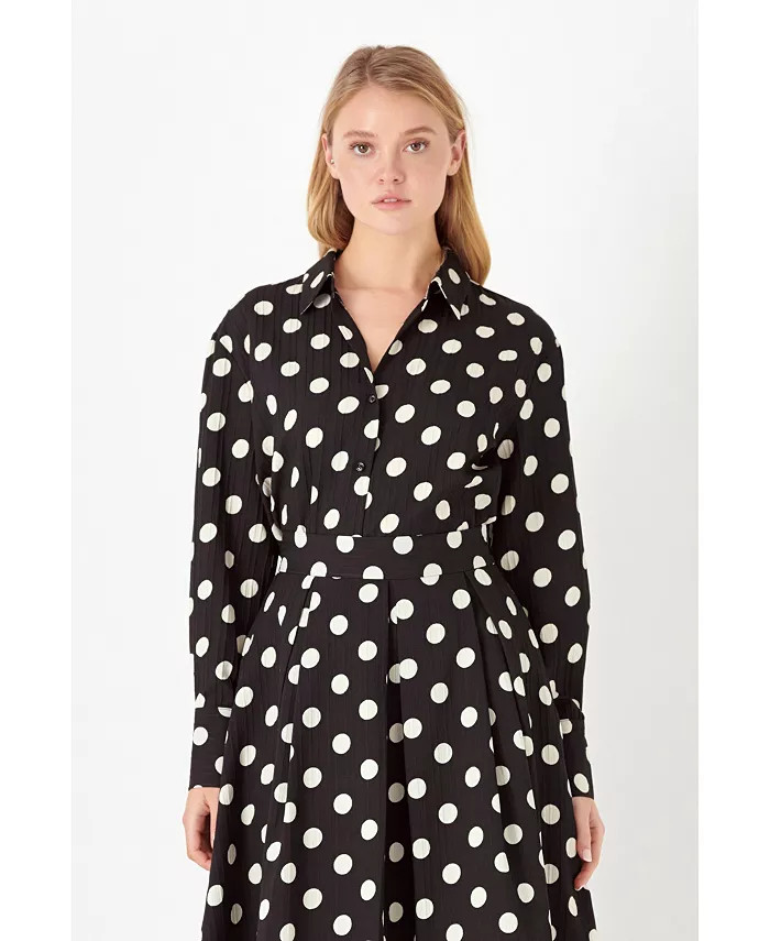 Women's Polka Dot Long Sleeve Blouse | Macy's
