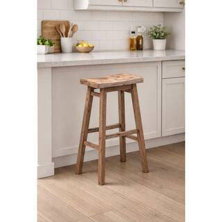 Sonoma 29 in. H Barnwood Wire-Brush Backless Wood Bar Stool | The Home Depot