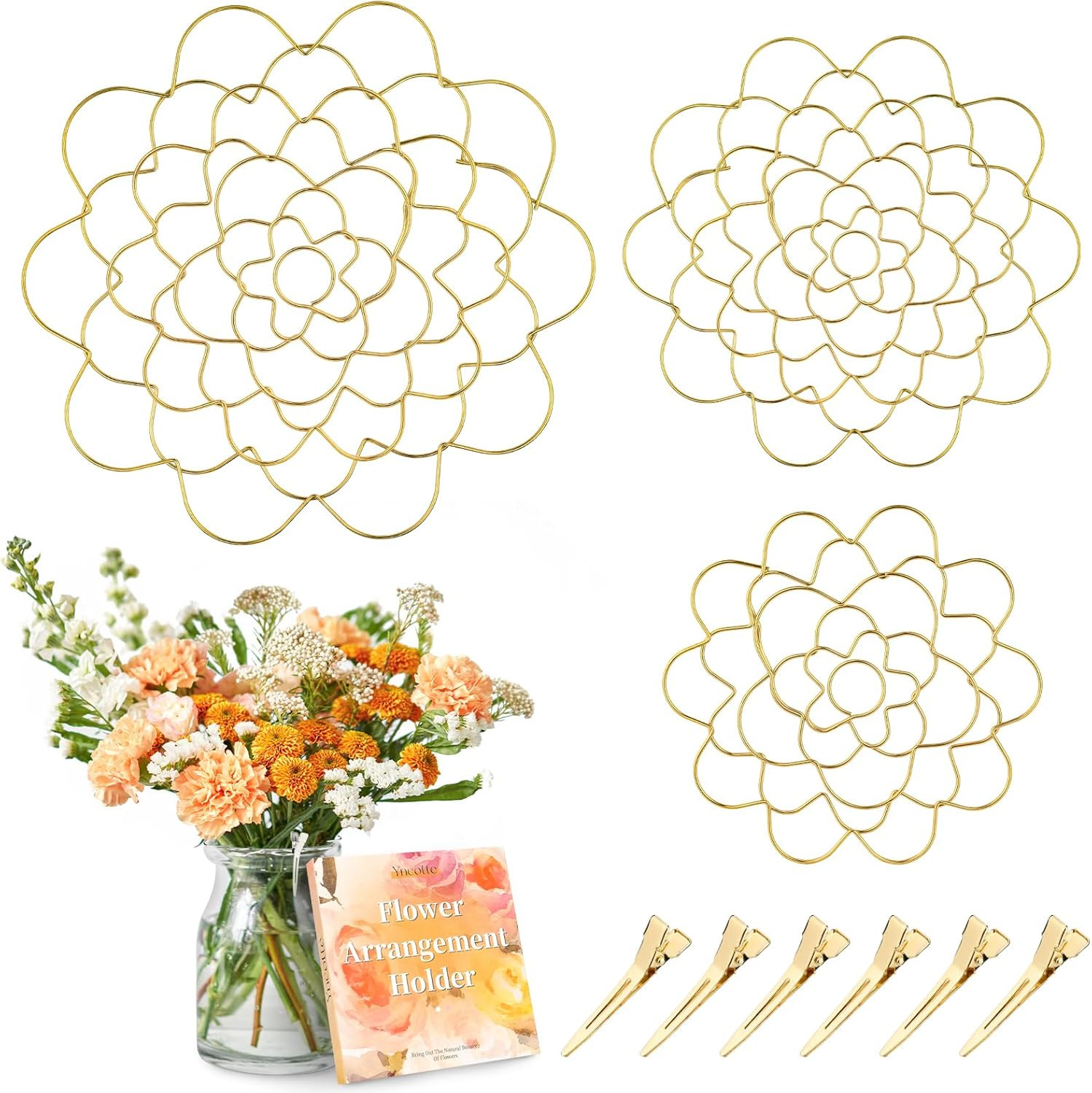 Flower Arranger Holder, Floral Arrangement Holder Bouquet Twister Reusable Gold Stainless Steel R... | Amazon (US)