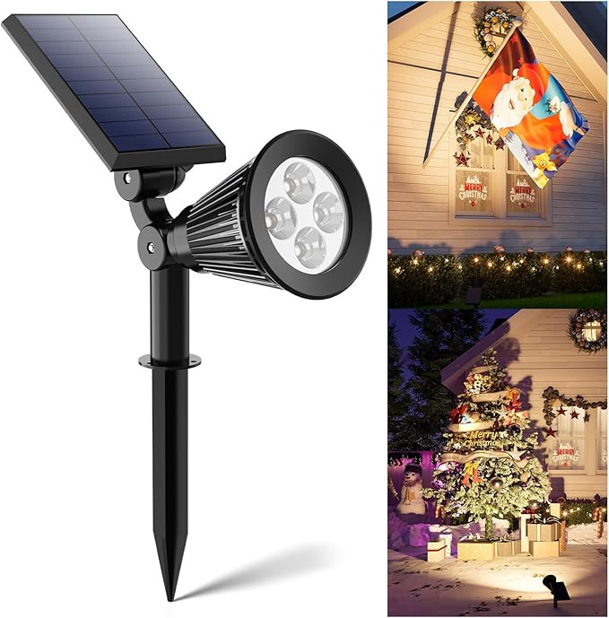Solar Power Spot Lights Outdoor Waterproof for Christmas Decoration, Flag, Tree, Wreath, Santa Cl... | Amazon (US)